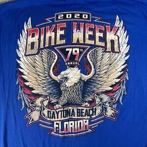 Men Large Shirt Bike Week Daytona Motorcycle Double Sided